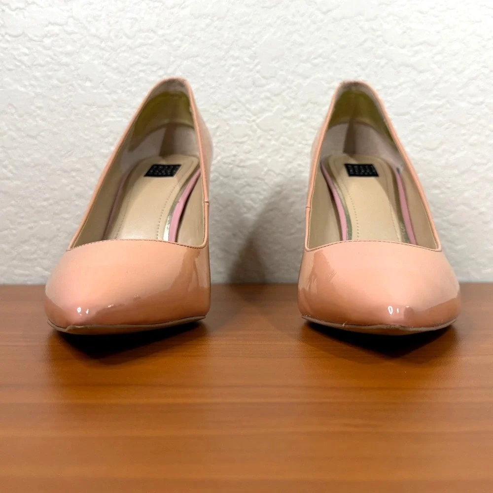 White House Black Market Olivia Antique Bloom Patent Leather Pumps Pink Heel 9M